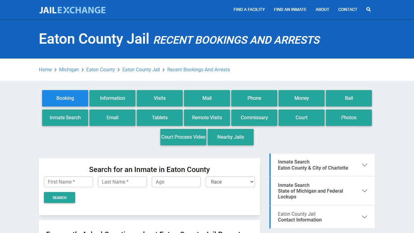 Eaton County Jail Recent Bookings And Arrests - Jail Exchange